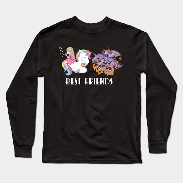 Best Friends Unicorn T-Rex Long Sleeve T-Shirt by unicorn shirt